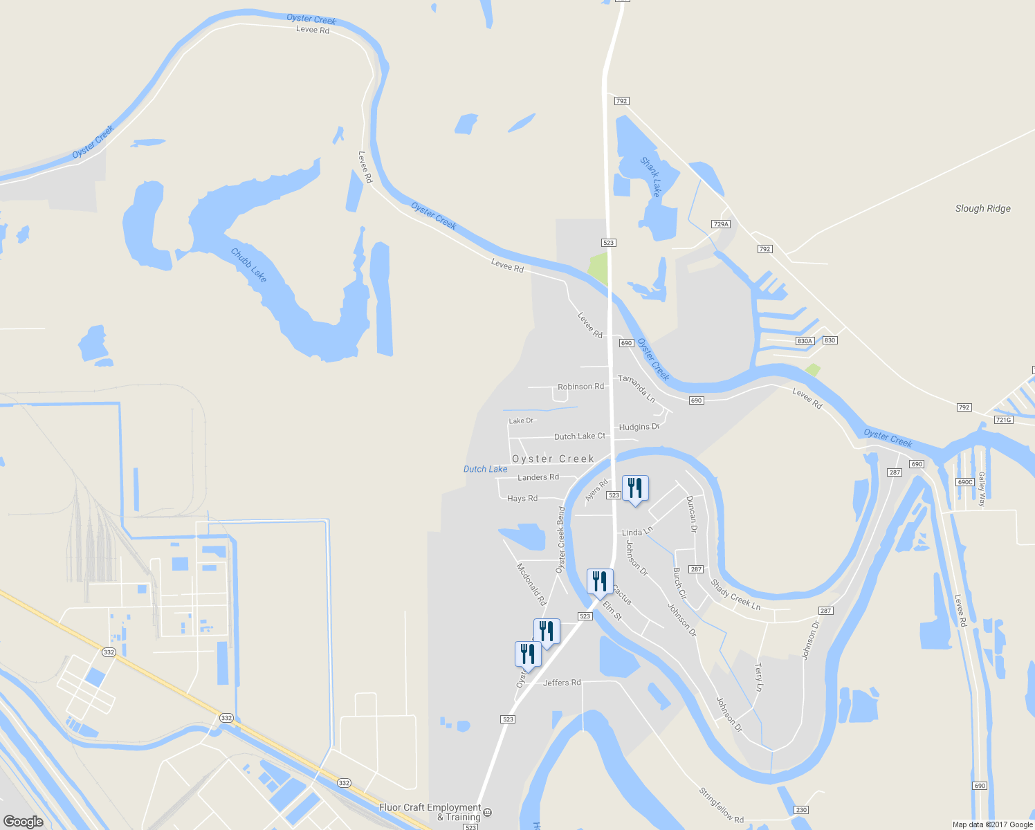 map of restaurants, bars, coffee shops, grocery stores, and more near 227 Lake Drive in Freeport