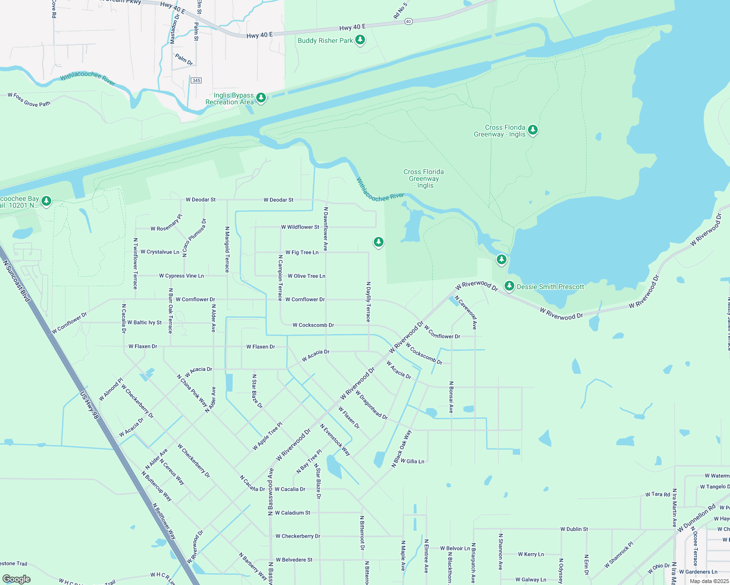 map of restaurants, bars, coffee shops, grocery stores, and more near 11615 West Cornflower Drive in Crystal River