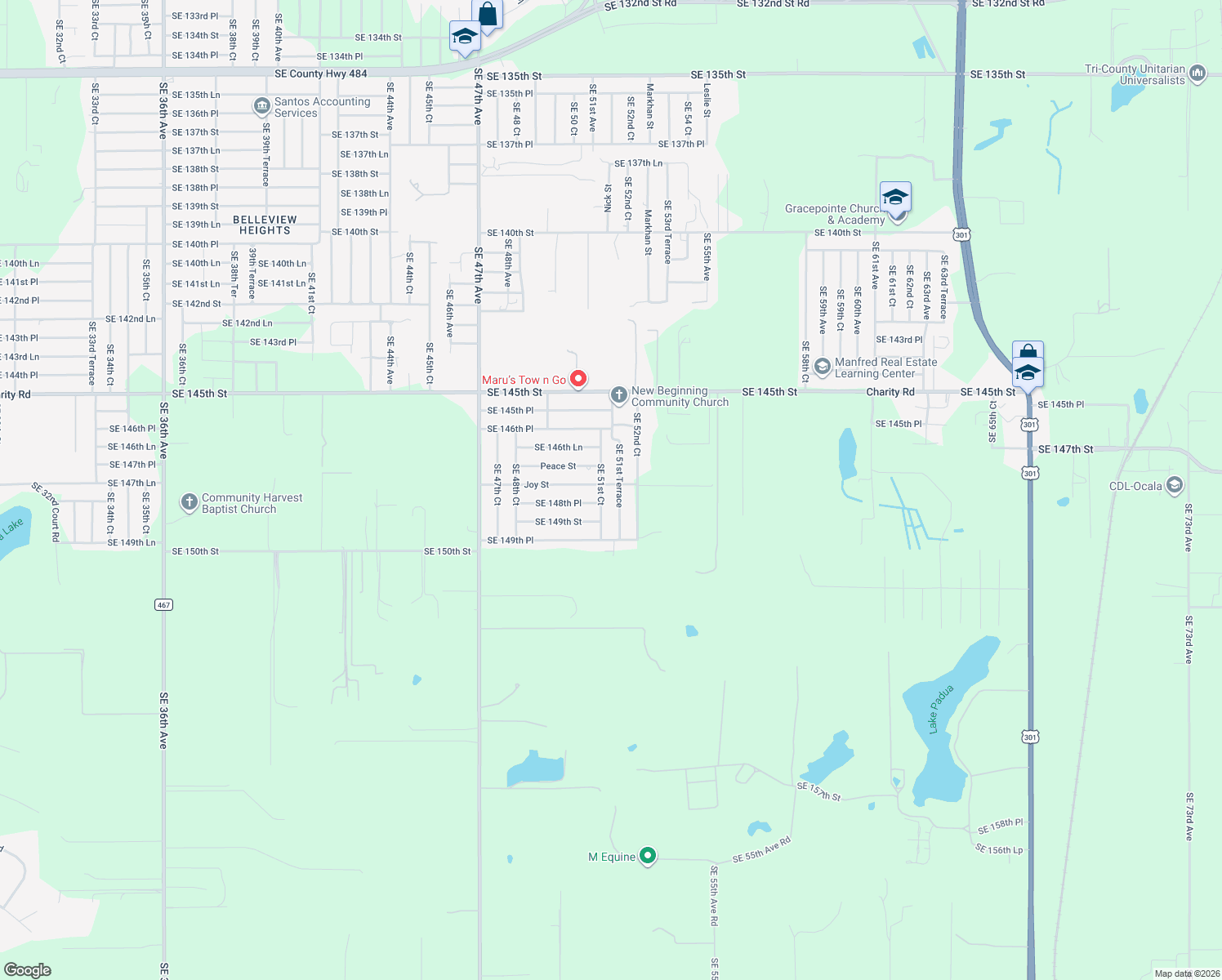 map of restaurants, bars, coffee shops, grocery stores, and more near 14805 Southeast 51st Court in Summerfield