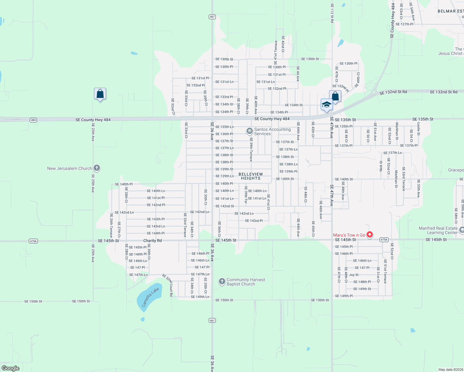 map of restaurants, bars, coffee shops, grocery stores, and more near 3780 Southeast 140th Place in Summerfield