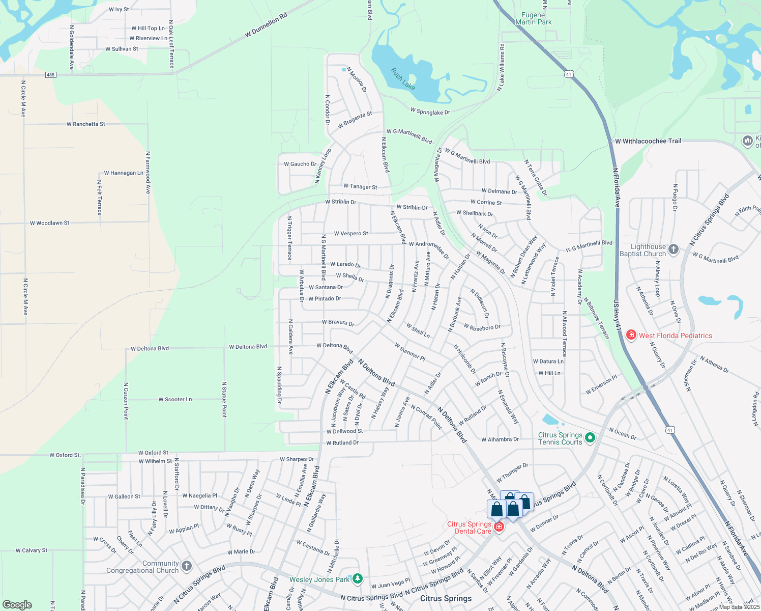map of restaurants, bars, coffee shops, grocery stores, and more near 10684 North Dragonis Drive in Citrus Springs
