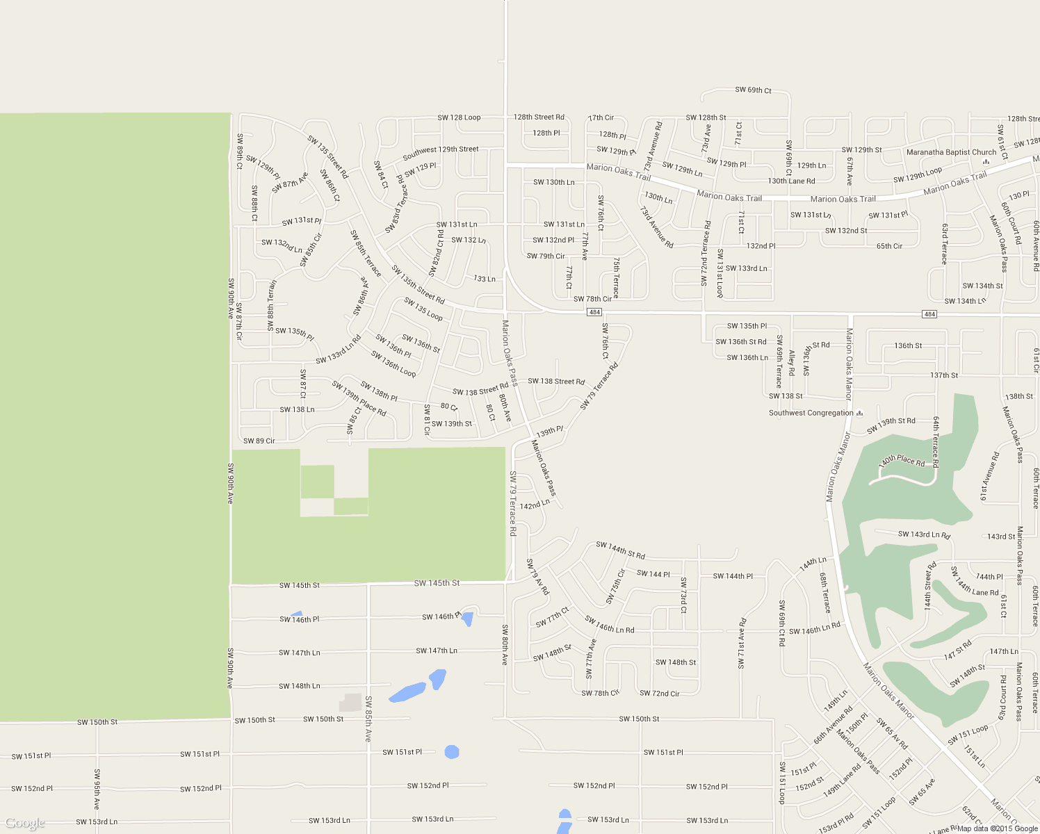 map of restaurants, bars, coffee shops, grocery stores, and more near 771 Marion Oaks Pass in Ocala