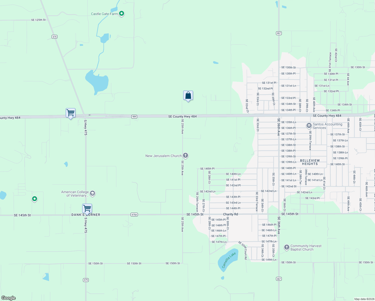 map of restaurants, bars, coffee shops, grocery stores, and more near 13845 Southeast 25th Avenue in Summerfield