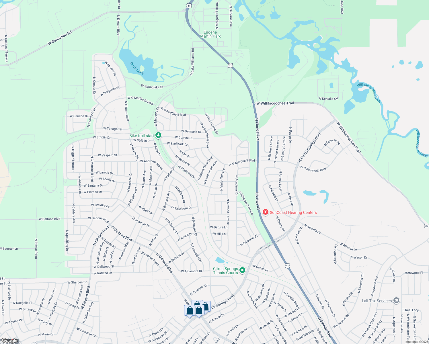 map of restaurants, bars, coffee shops, grocery stores, and more near 10898 North Ocean Drive in Citrus Springs