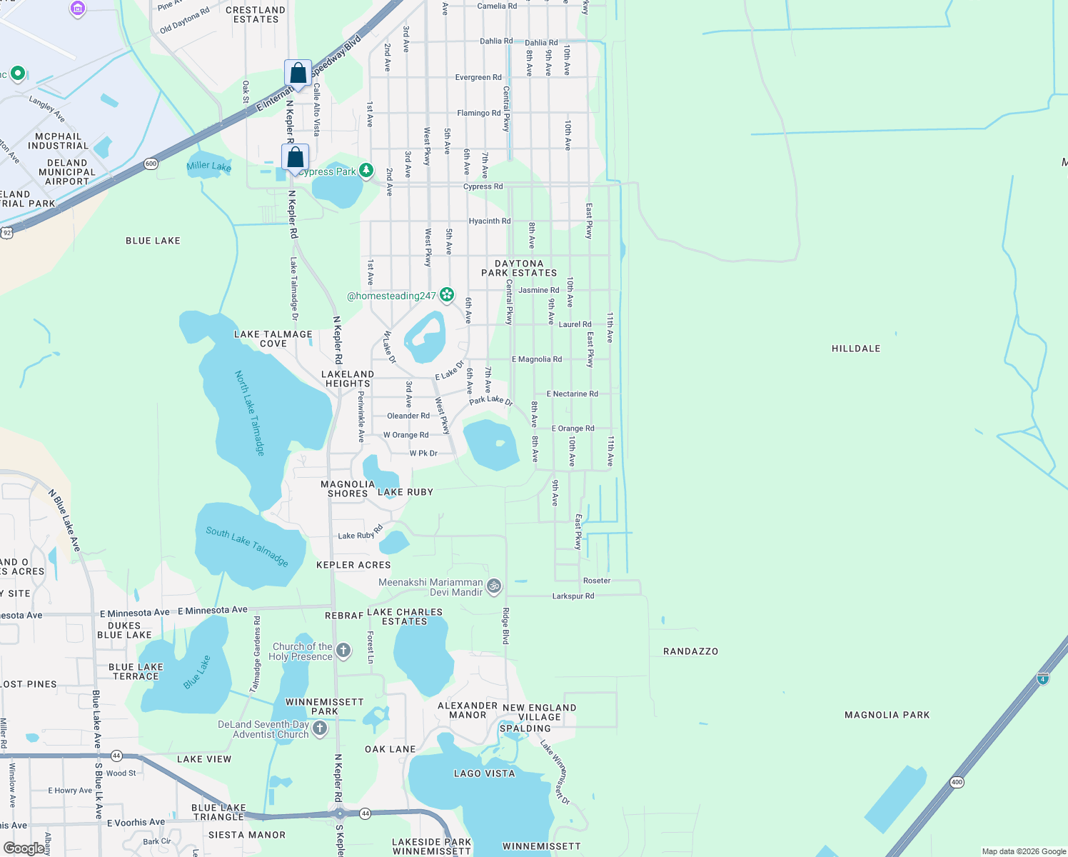 map of restaurants, bars, coffee shops, grocery stores, and more near 750 8th Avenue in DeLand