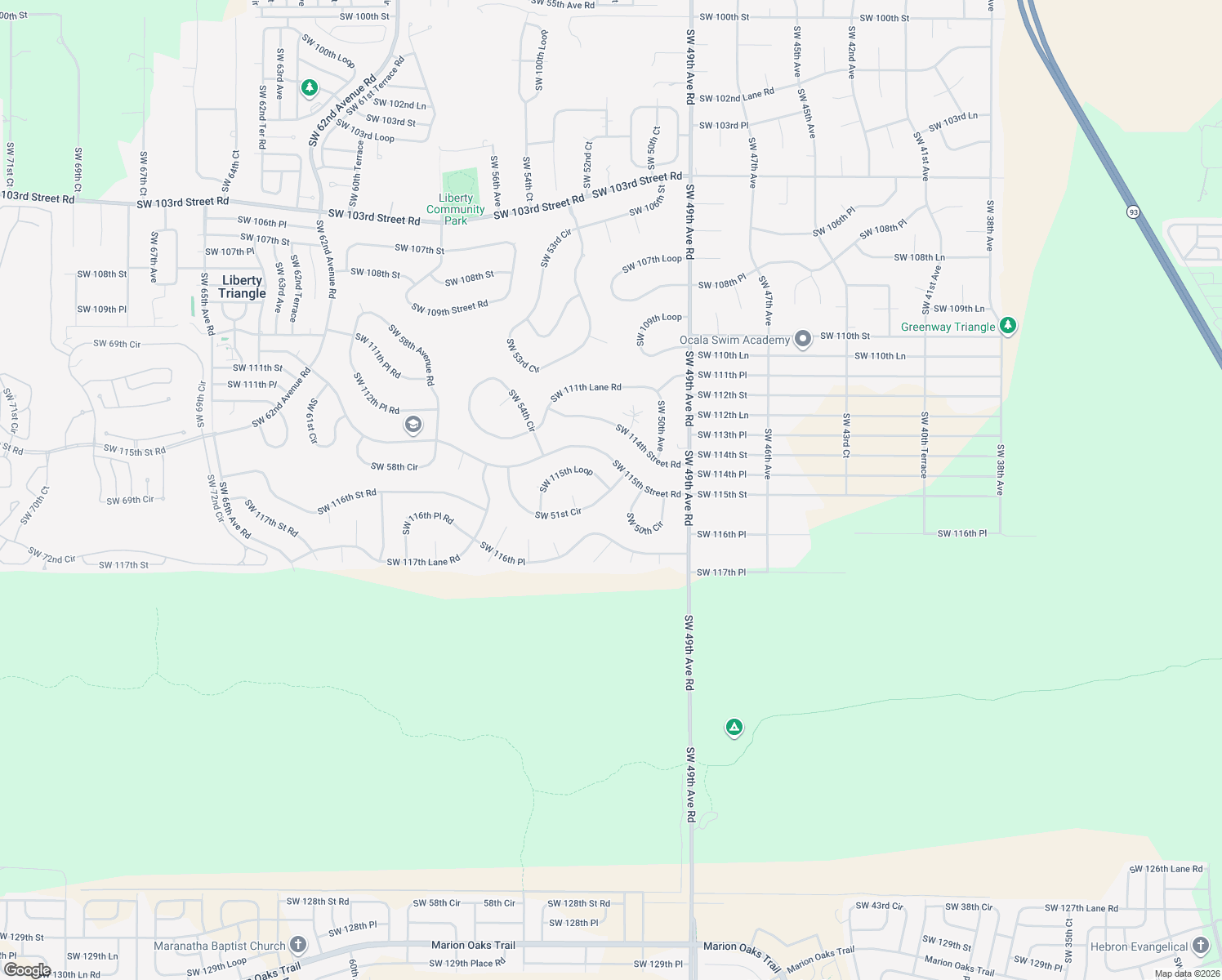 map of restaurants, bars, coffee shops, grocery stores, and more near 11532 Southwest 51st Circle in Ocala