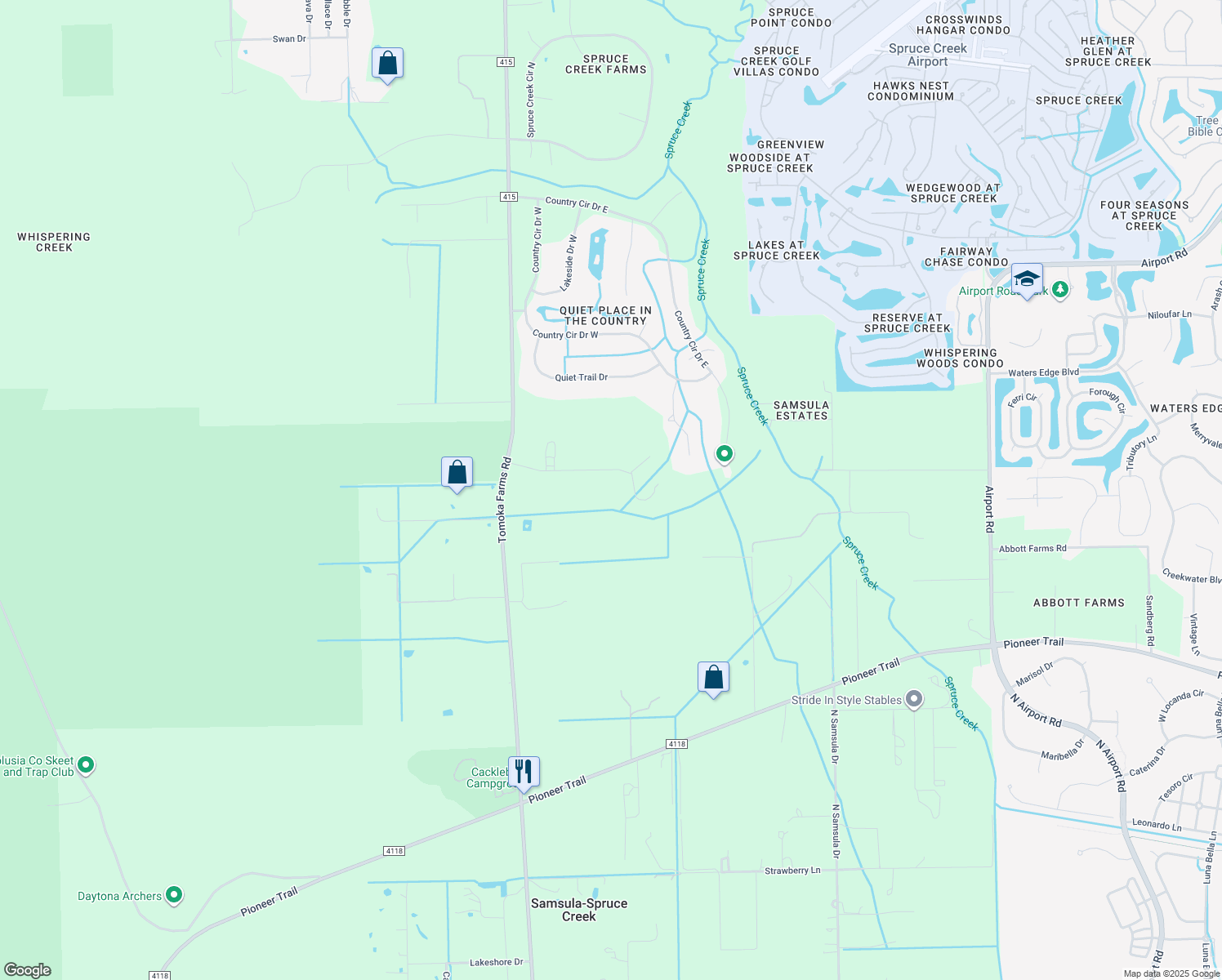 map of restaurants, bars, coffee shops, grocery stores, and more near 1940 H L Ainsley Drive in Port Orange