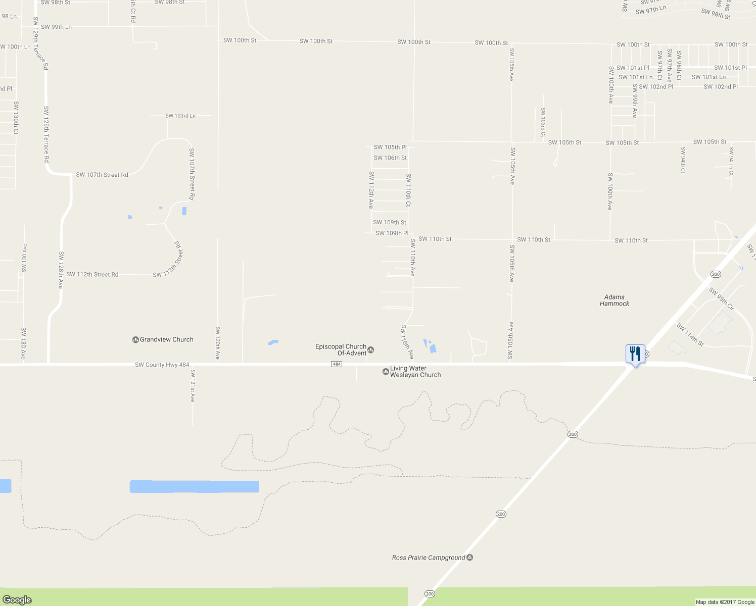 map of restaurants, bars, coffee shops, grocery stores, and more near 11342 Southwest 110th Avenue in Dunnellon