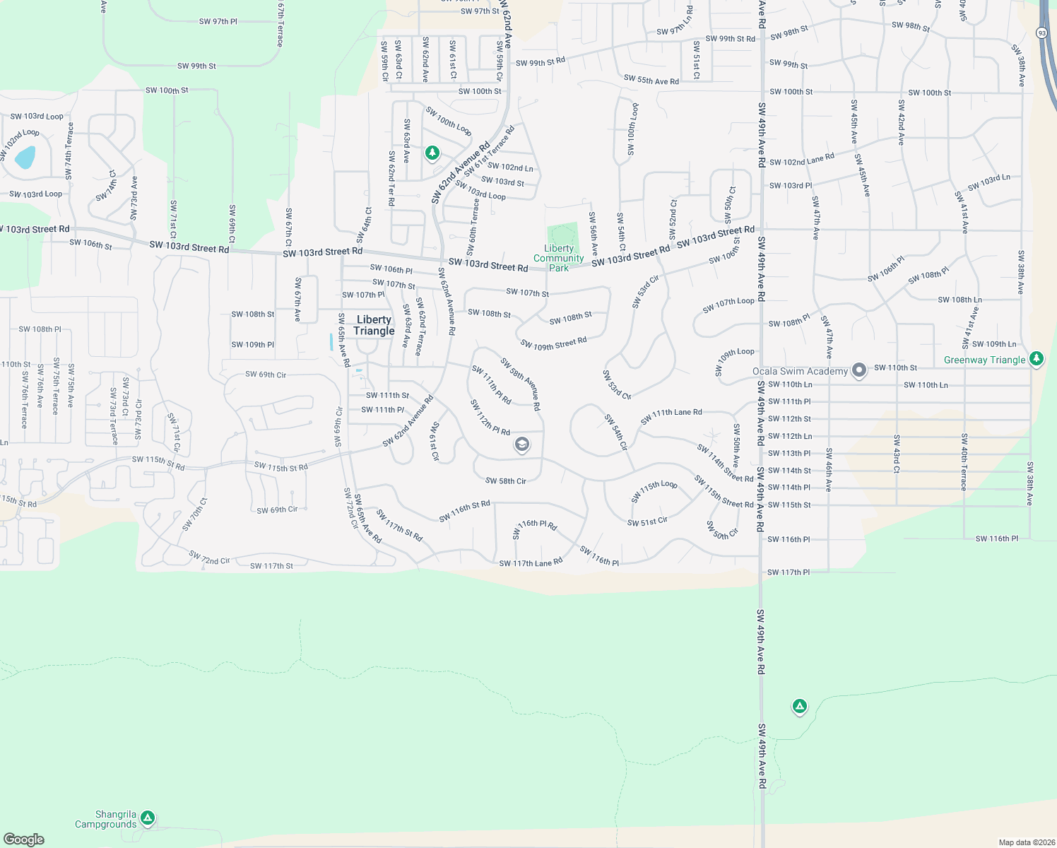 map of restaurants, bars, coffee shops, grocery stores, and more near 5821 Southwest 112th Place Road in Ocala