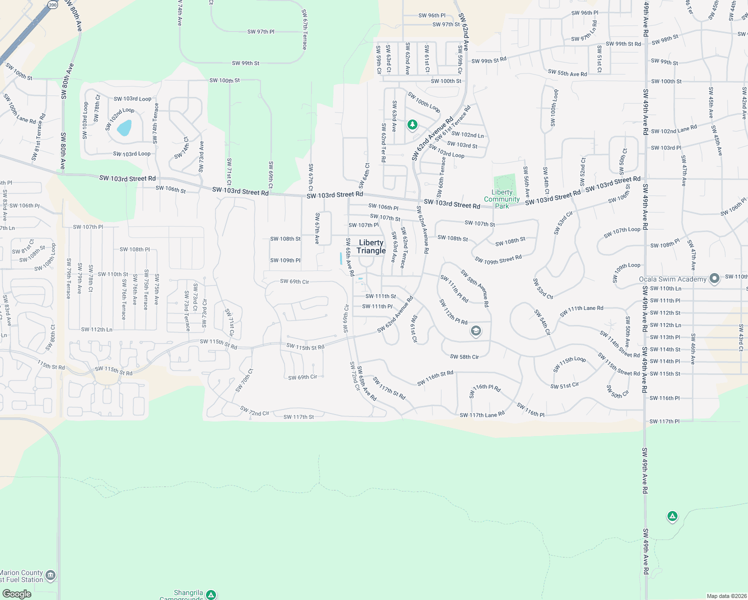 map of restaurants, bars, coffee shops, grocery stores, and more near 6400 Southwest 111th Street in Ocala