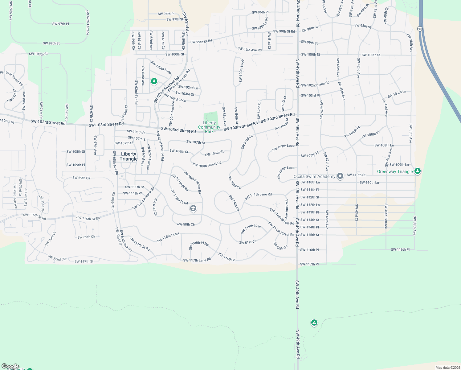 map of restaurants, bars, coffee shops, grocery stores, and more near 10908 Southwest 53rd Circle in Ocala