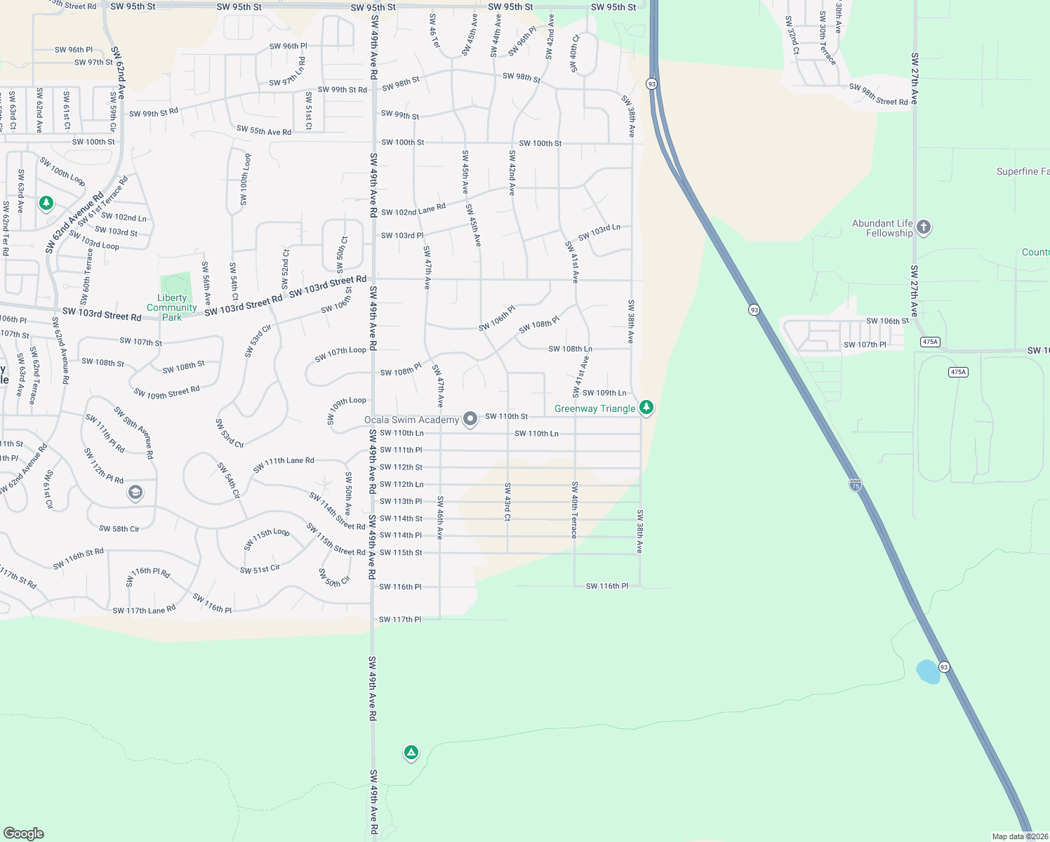 map of restaurants, bars, coffee shops, grocery stores, and more near 4254 Southwest 110th Street in Ocala