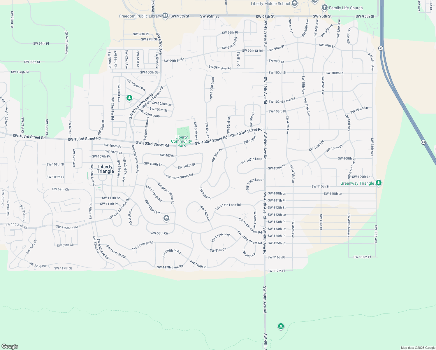 map of restaurants, bars, coffee shops, grocery stores, and more near 5325 Southwest 109th Place Road in Ocala
