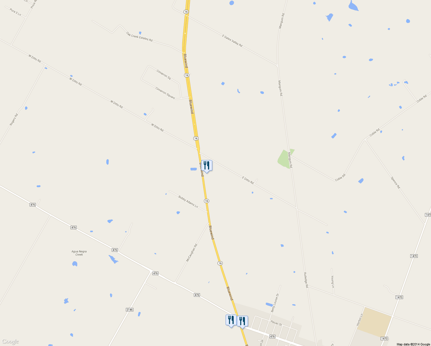 map of restaurants, bars, coffee shops, grocery stores, and more near 215 East Ditto Road in Poteet