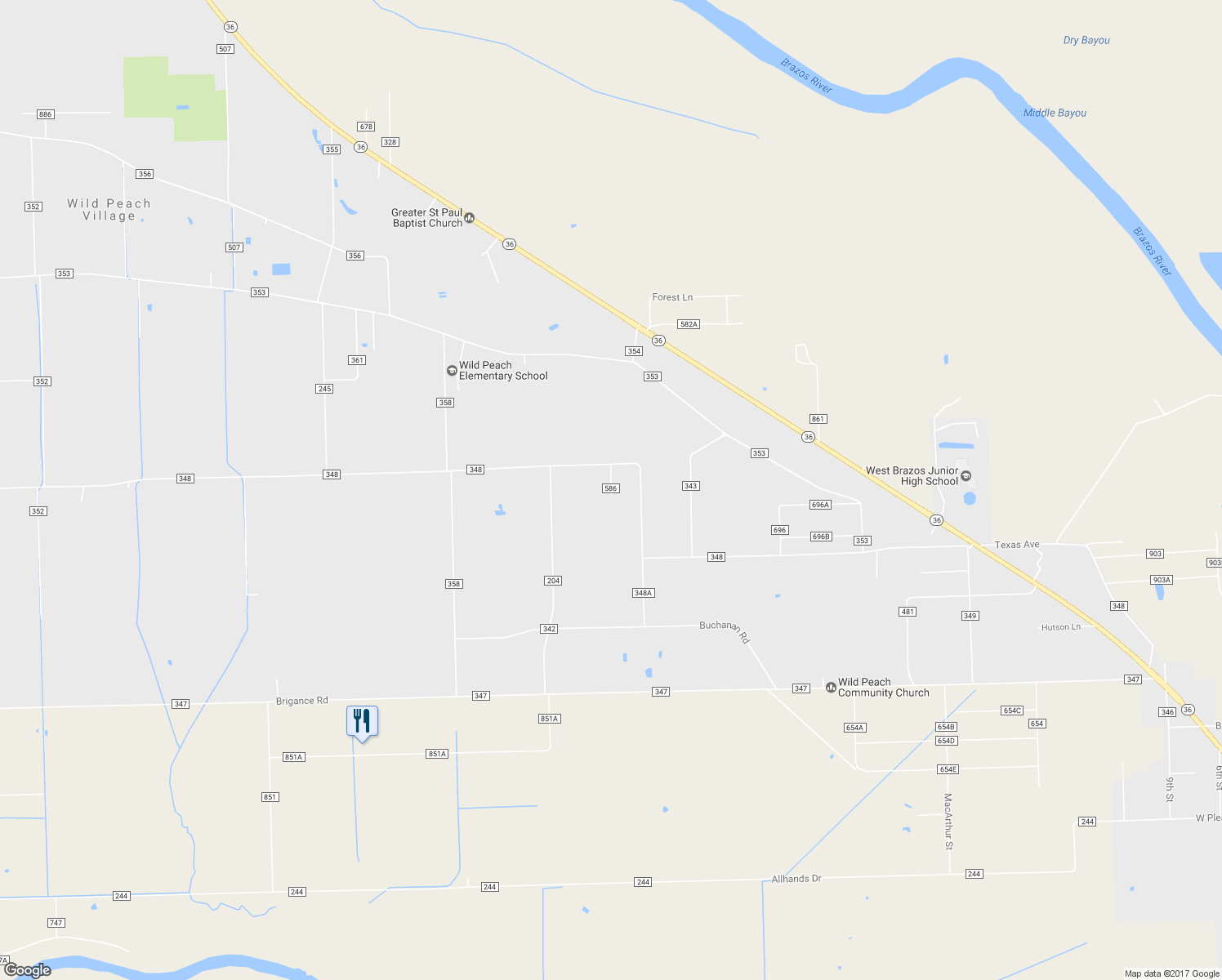 map of restaurants, bars, coffee shops, grocery stores, and more near 2902 County Road 586 in Brazoria