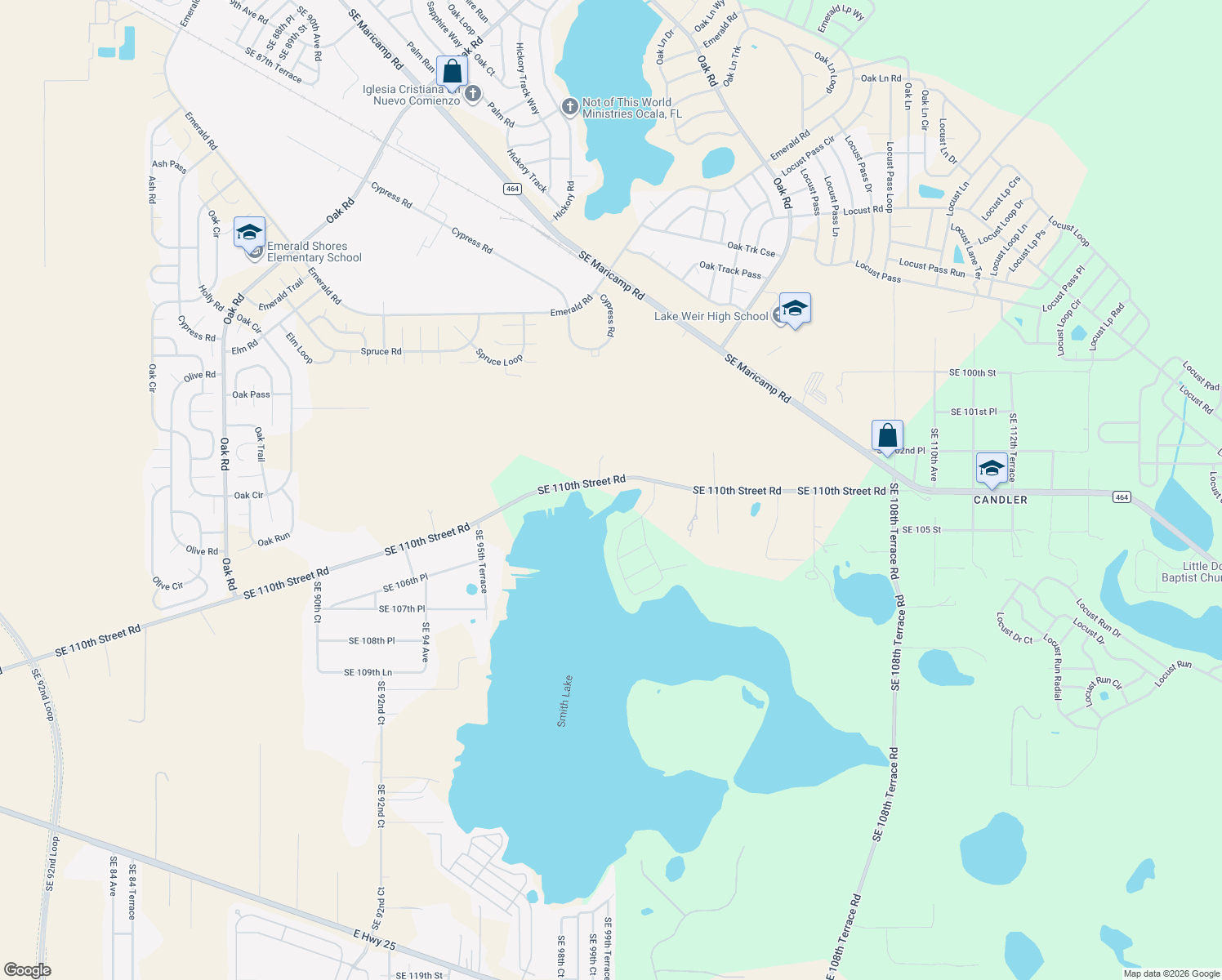 map of restaurants, bars, coffee shops, grocery stores, and more near 9966 Southeast 110th Street Road in Belleview