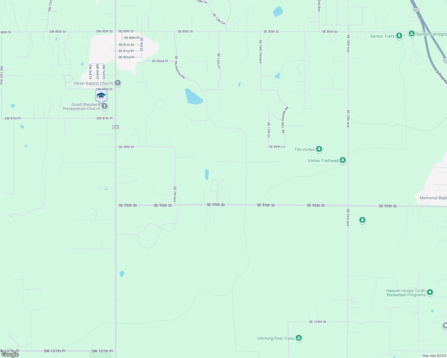 map of restaurants, bars, coffee shops, grocery stores, and more near 1289 Southeast 95th Street in Ocala