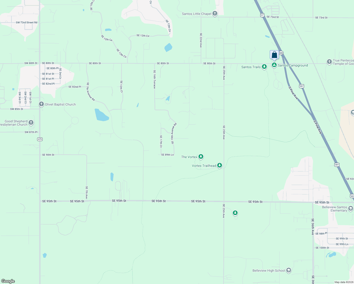 map of restaurants, bars, coffee shops, grocery stores, and more near 1928 Southeast 88th Street in Ocala