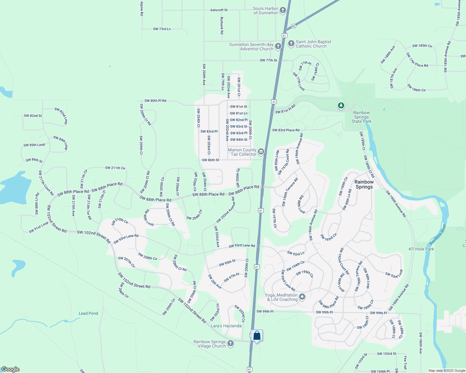 map of restaurants, bars, coffee shops, grocery stores, and more near 8873 Southwest 200th Circle in Dunnellon