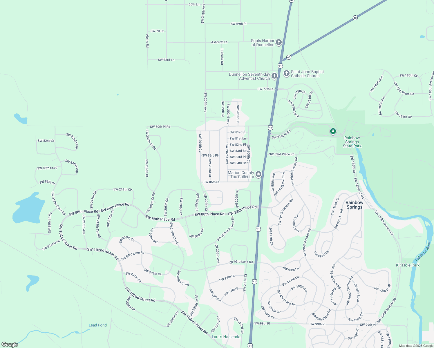 map of restaurants, bars, coffee shops, grocery stores, and more near 8516 Southwest 202nd Terrace in Dunnellon