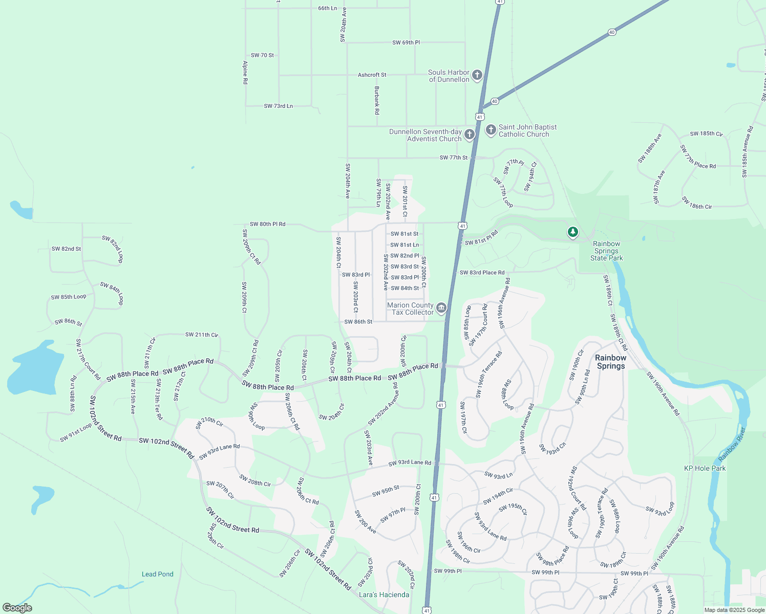 map of restaurants, bars, coffee shops, grocery stores, and more near 8532 Southwest 202nd Avenue in Dunnellon