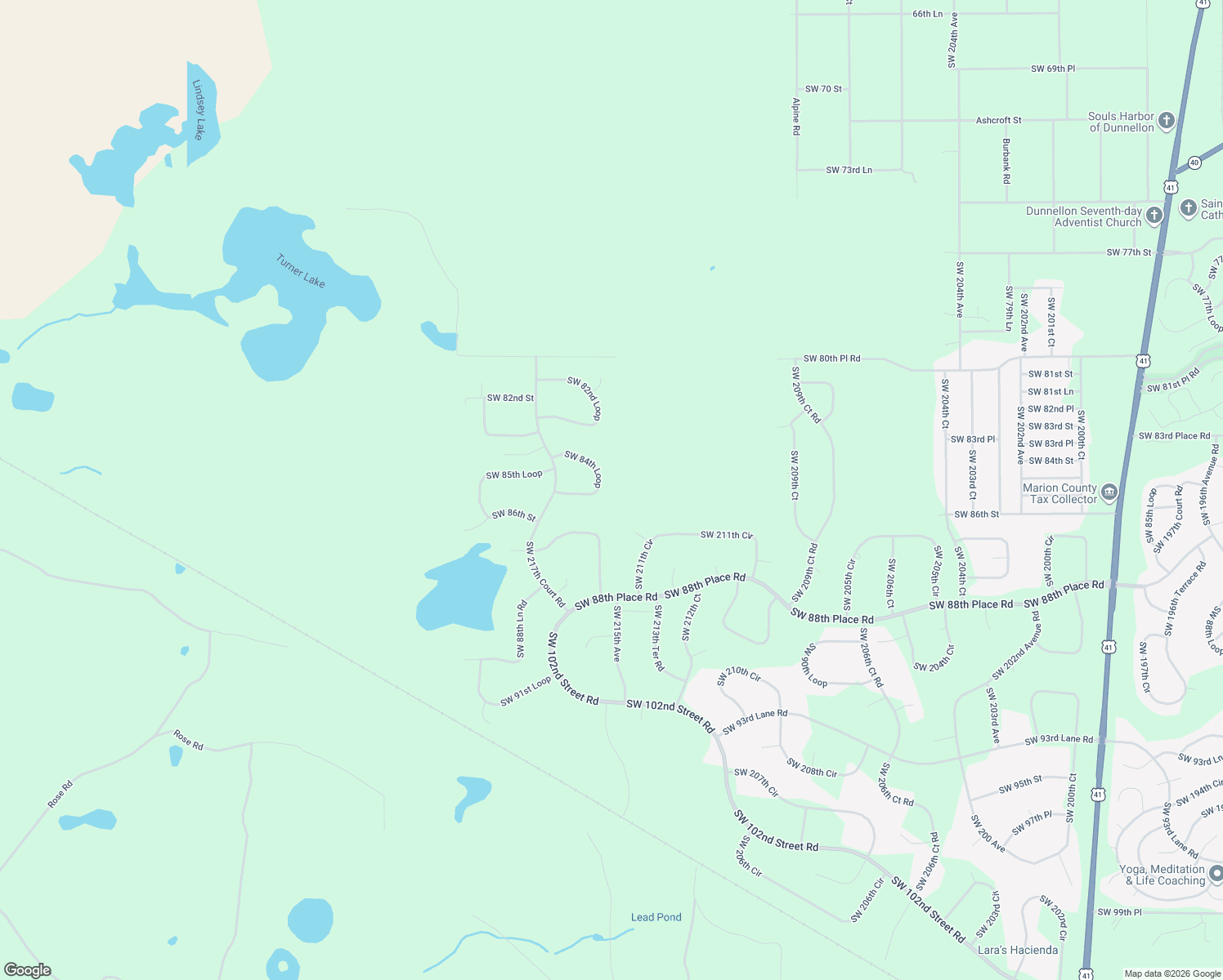 map of restaurants, bars, coffee shops, grocery stores, and more near 21595 Southwest 84th Loop in Dunnellon