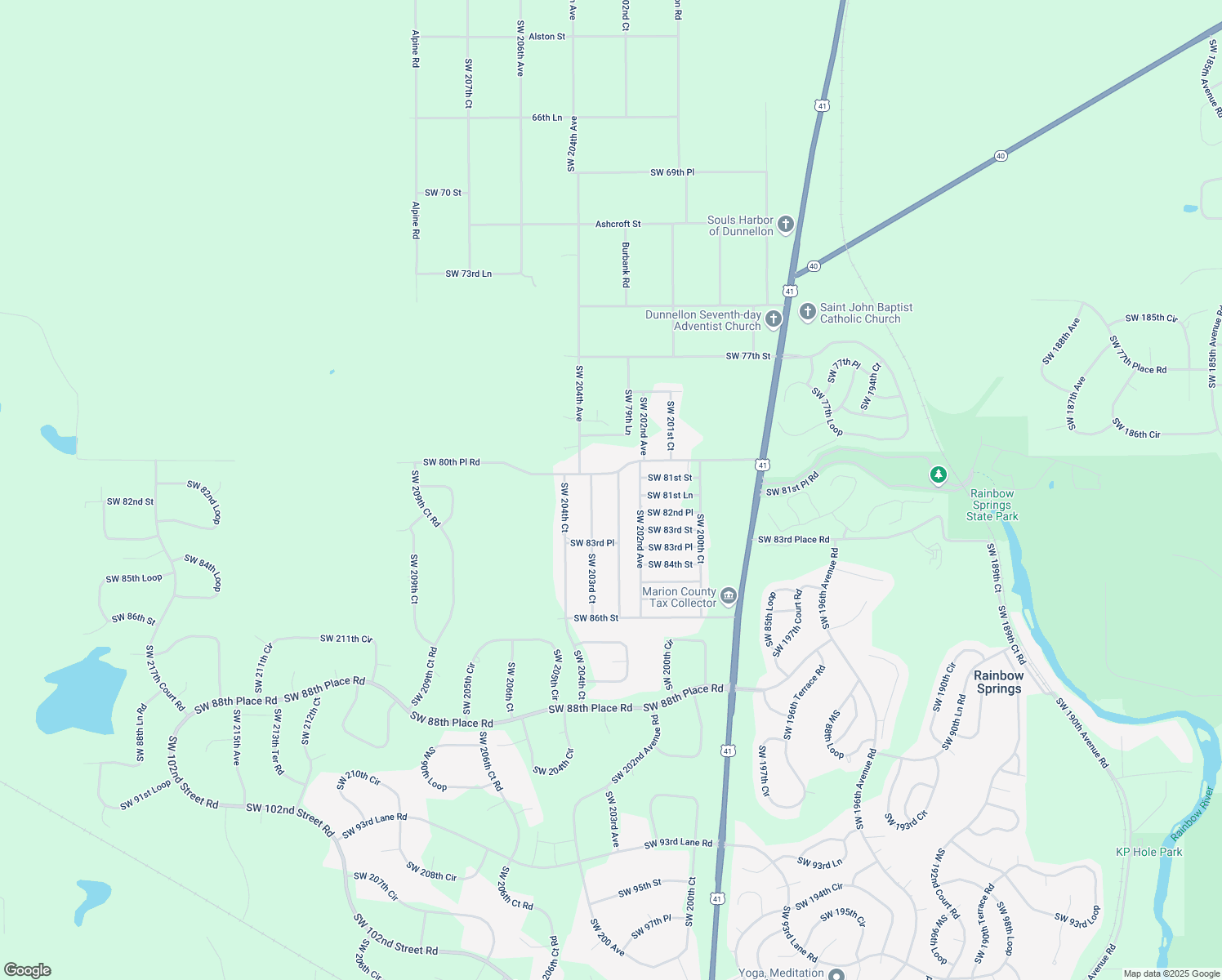 map of restaurants, bars, coffee shops, grocery stores, and more near 8148 Southwest 202nd Terrace in Dunnellon