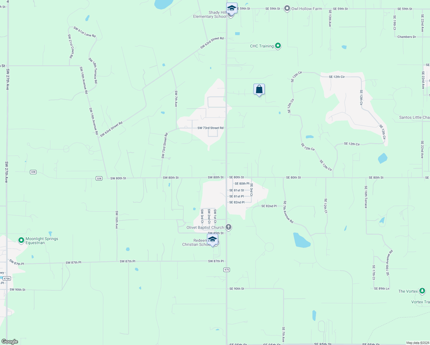 map of restaurants, bars, coffee shops, grocery stores, and more near 211 Southwest 80th Street in Ocala
