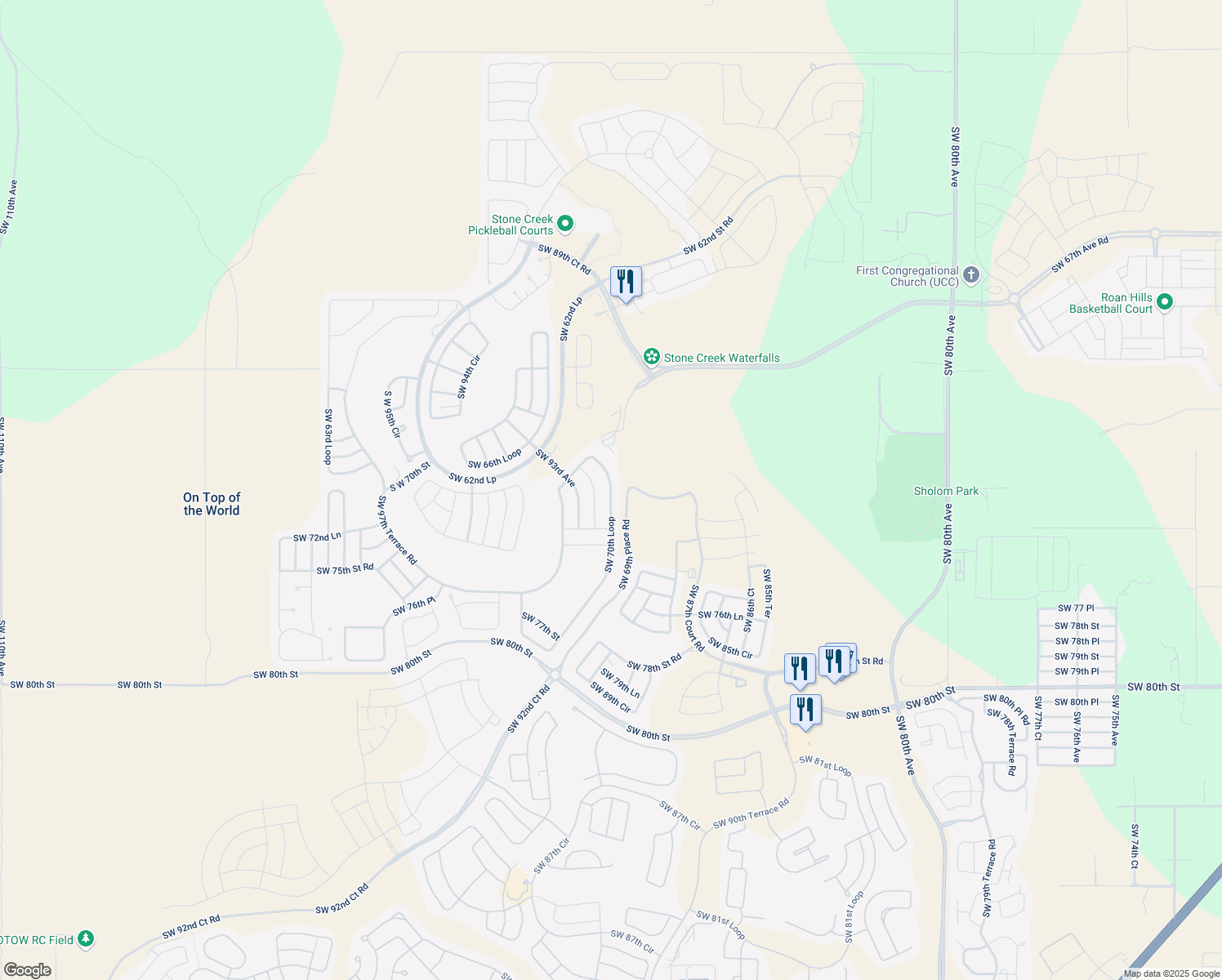 map of restaurants, bars, coffee shops, grocery stores, and more near 9192 Southwest 70th Loop in Ocala