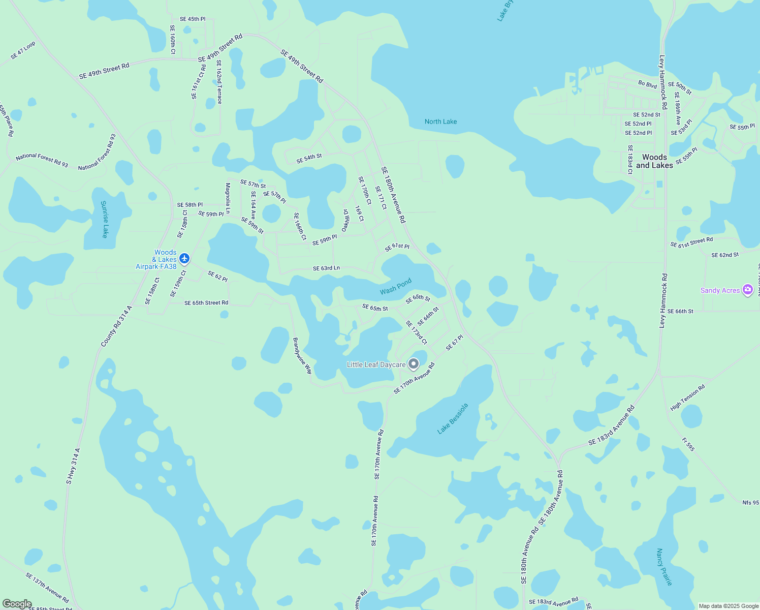 map of restaurants, bars, coffee shops, grocery stores, and more near 16997 Southeast 65th Street in Ocklawaha
