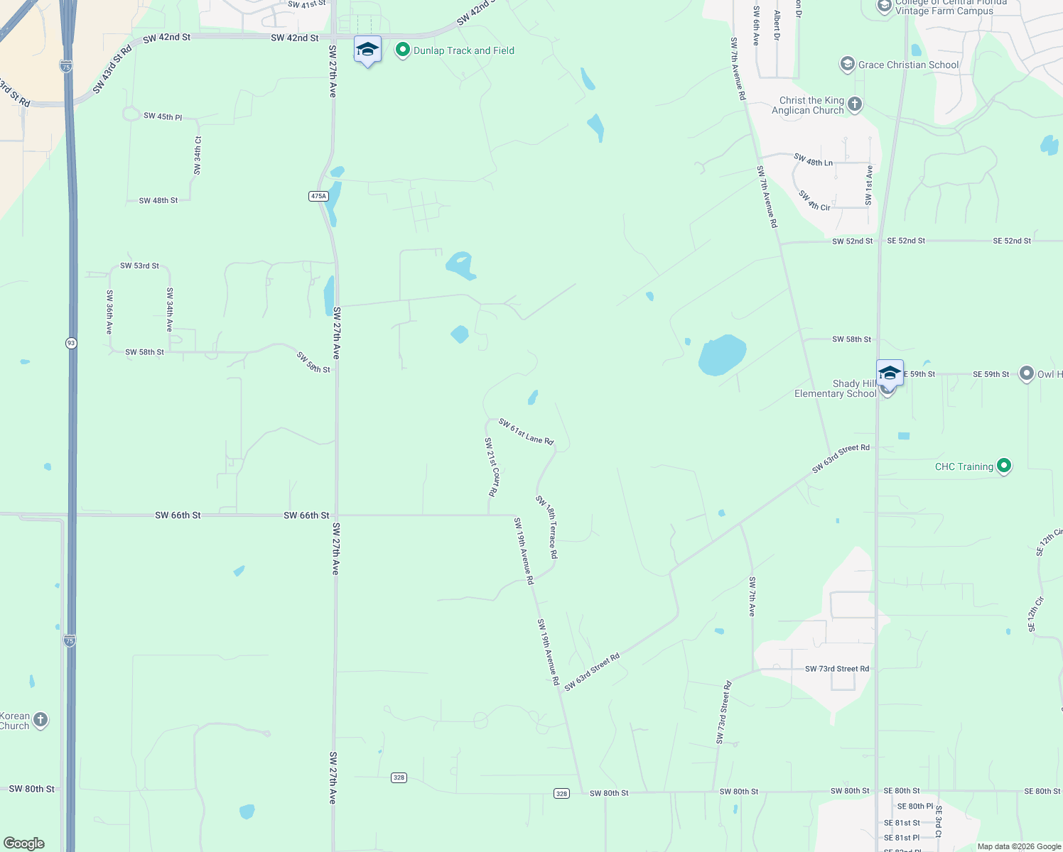 map of restaurants, bars, coffee shops, grocery stores, and more near 1935 Southwest 61st Lane Road in Ocala