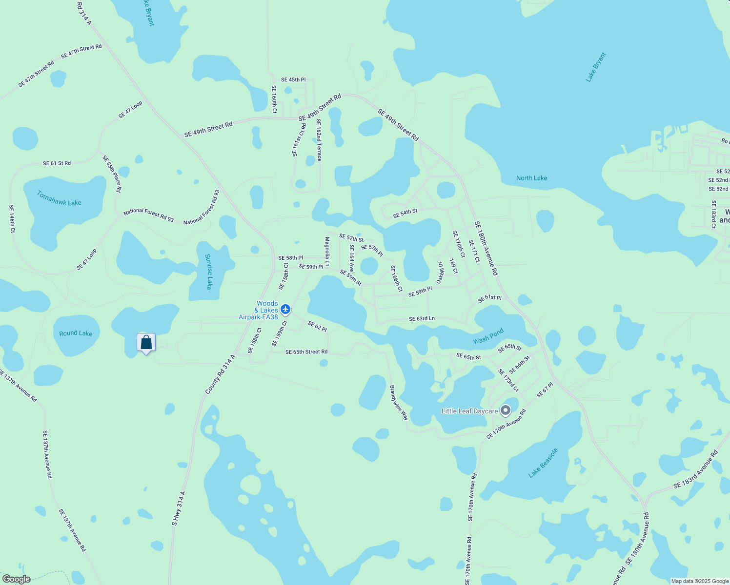 map of restaurants, bars, coffee shops, grocery stores, and more near 5949 Southeast 164th Court in Ocklawaha
