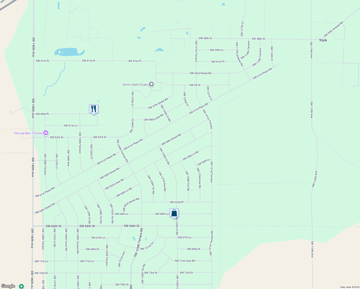 map of restaurants, bars, coffee shops, grocery stores, and more near 12431 Southwest 52nd Lane Road in Ocala