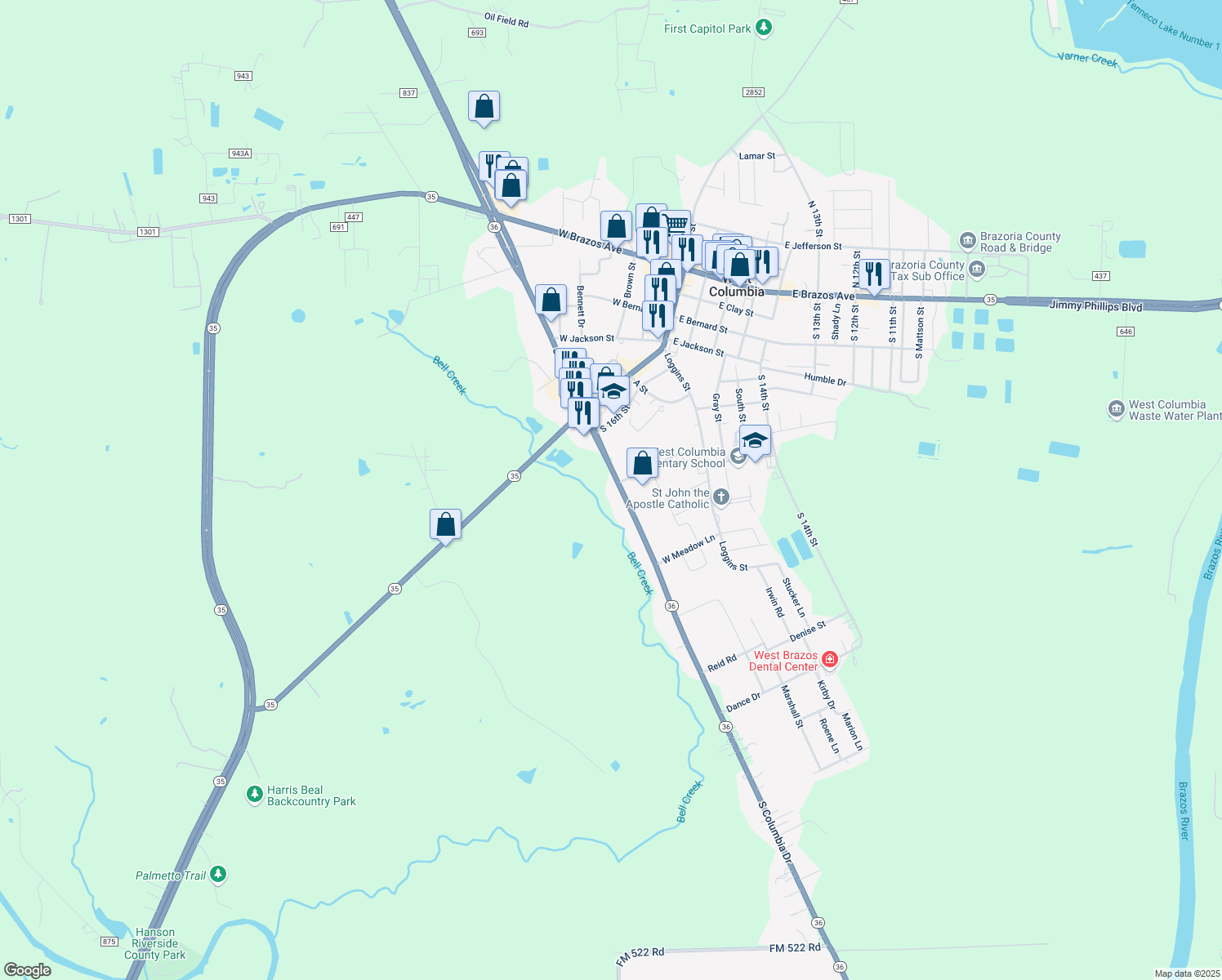 map of restaurants, bars, coffee shops, grocery stores, and more near 1010 S Columbia Dr in West Columbia