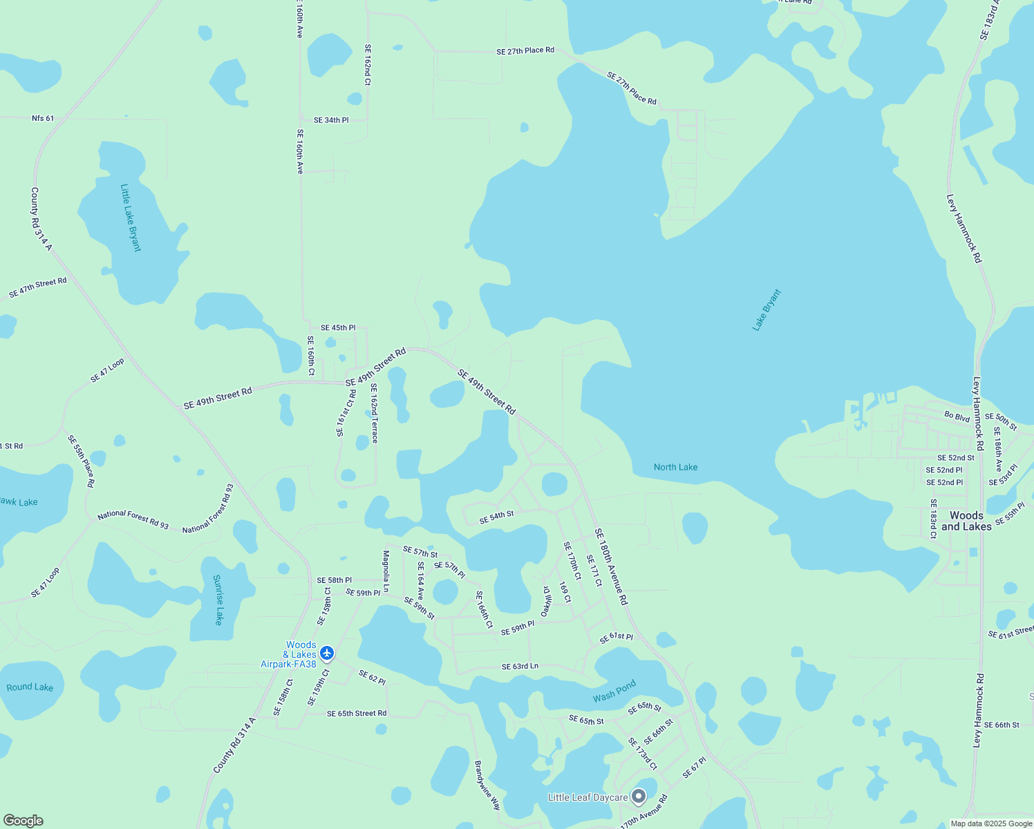 map of restaurants, bars, coffee shops, grocery stores, and more near 16805 Southeast 49th Street Road in Ocklawaha