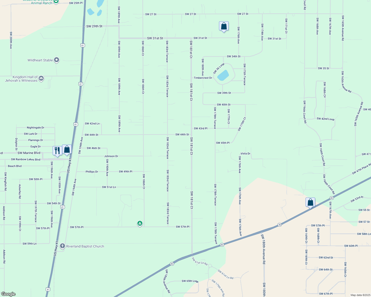 map of restaurants, bars, coffee shops, grocery stores, and more near 4630 Southwest 181st Court in Dunnellon