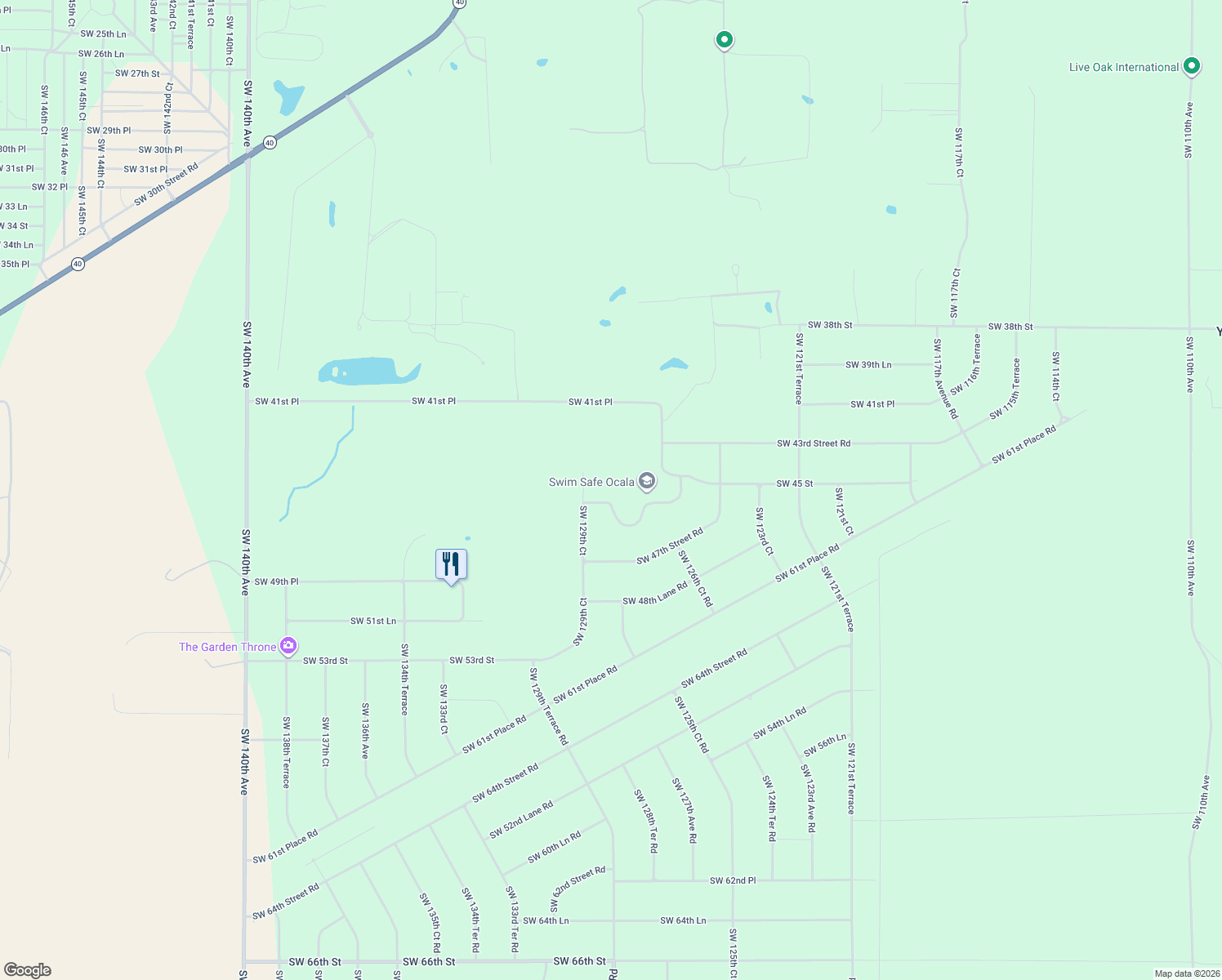 map of restaurants, bars, coffee shops, grocery stores, and more near 12861 Southwest 45th Lane Road in Ocala