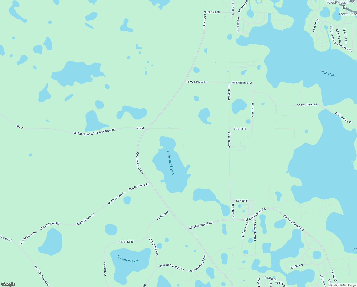 map of restaurants, bars, coffee shops, grocery stores, and more near 15490 Southeast 24th Street Road in Ocklawaha