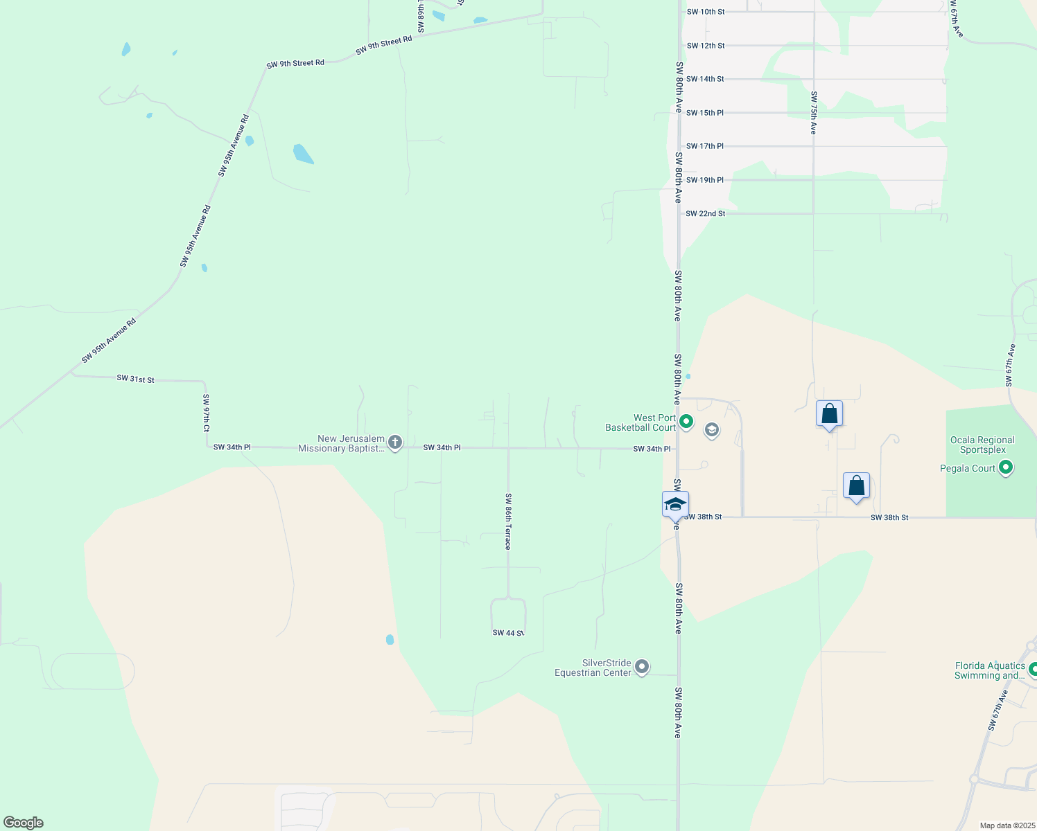 map of restaurants, bars, coffee shops, grocery stores, and more near 8591 Southwest 34th Place in Ocala