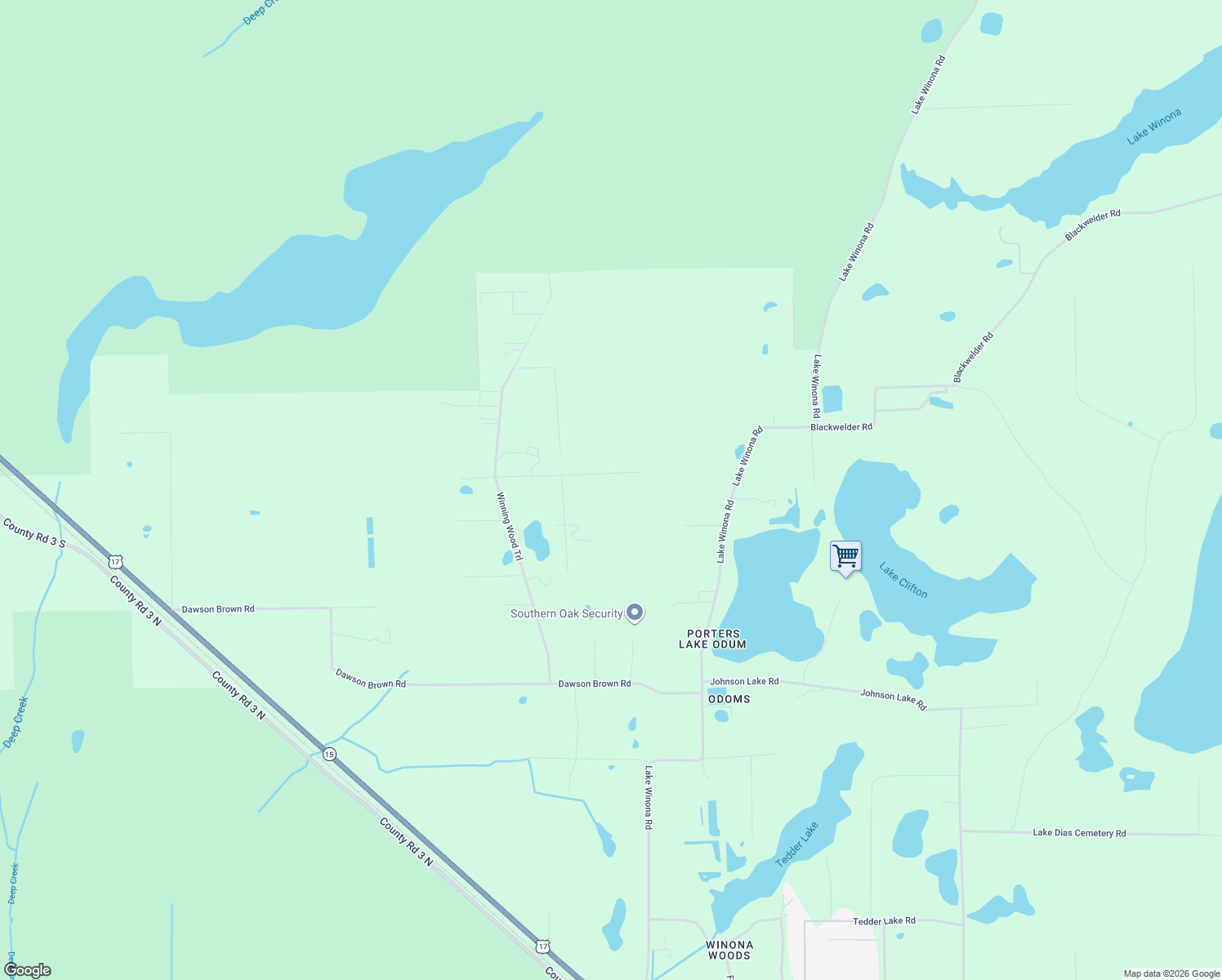 map of restaurants, bars, coffee shops, grocery stores, and more near 480 Pasture Road in De Leon Springs