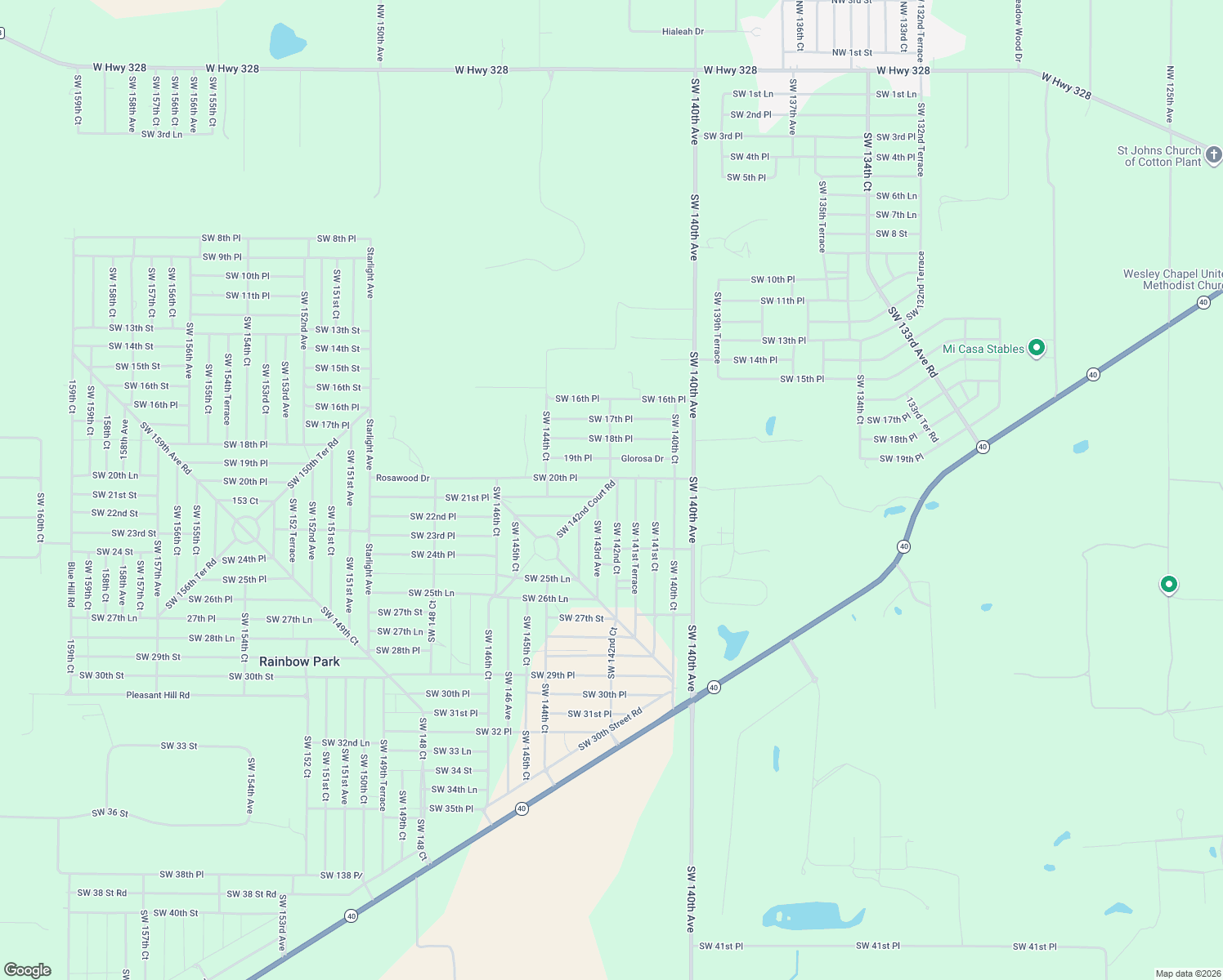 map of restaurants, bars, coffee shops, grocery stores, and more near 2110 Southwest 142nd Court in Ocala