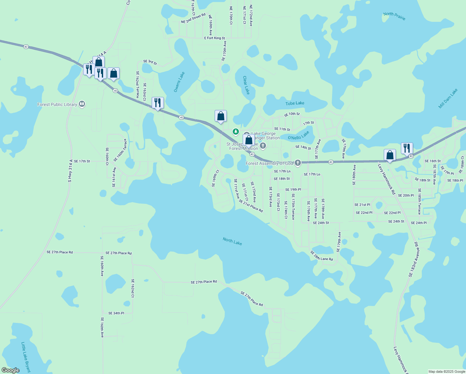 map of restaurants, bars, coffee shops, grocery stores, and more near 1988 Southeast 171st Avenue in Silver Springs