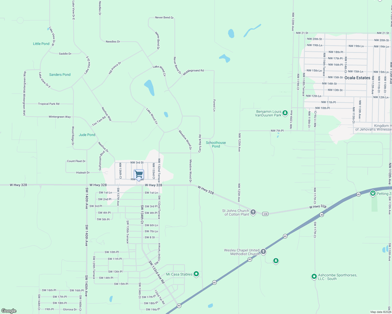 map of restaurants, bars, coffee shops, grocery stores, and more near 10 Carry Back Road in Ocala