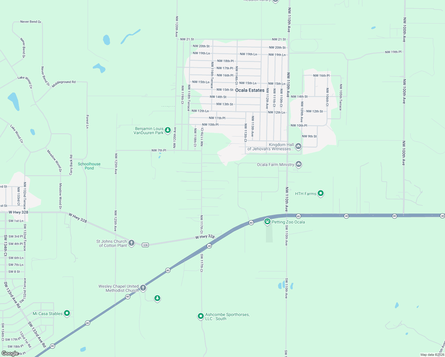map of restaurants, bars, coffee shops, grocery stores, and more near 477 Northwest 117th Court in Ocala