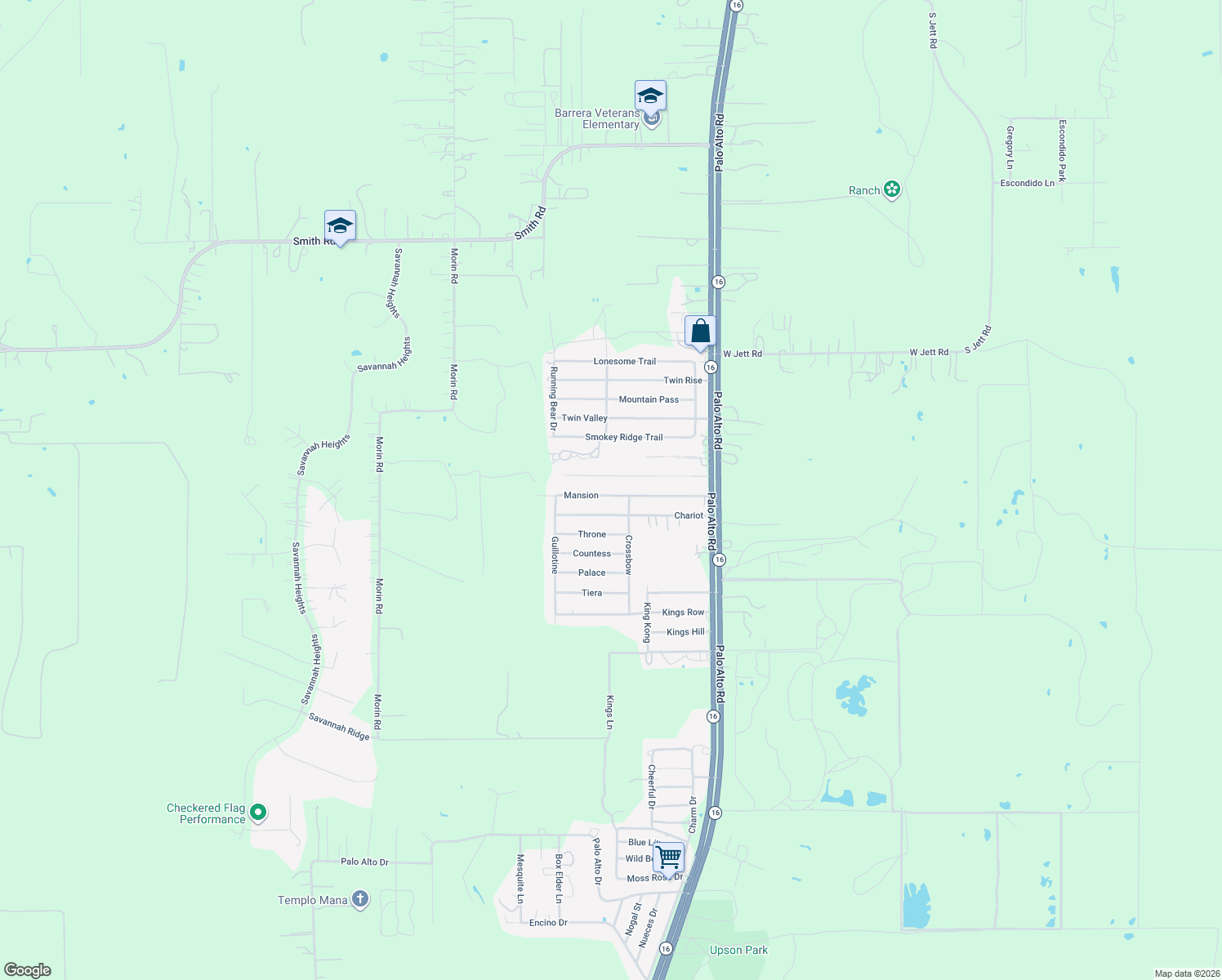 map of restaurants, bars, coffee shops, grocery stores, and more near 4403 Mansion in Von Ormy
