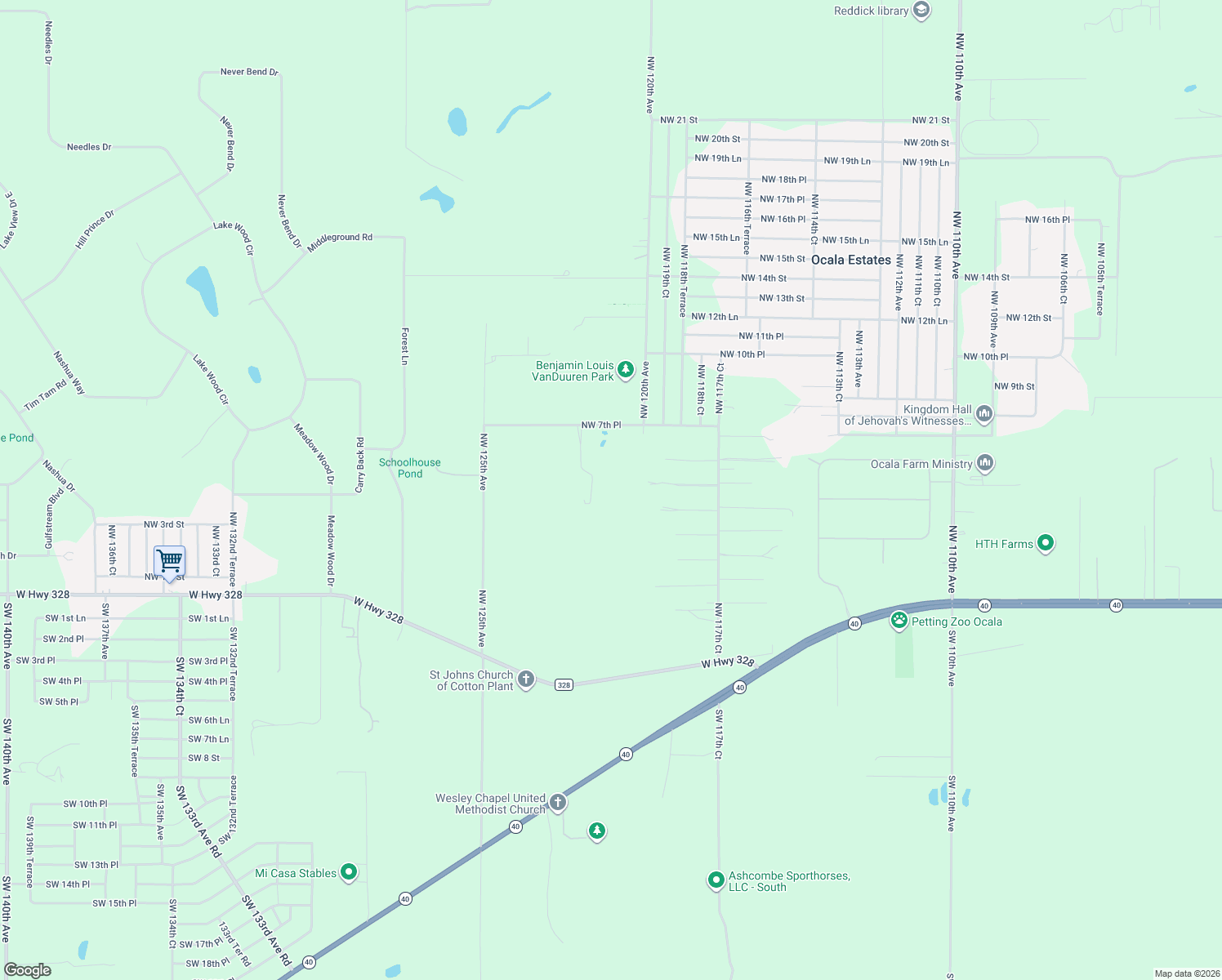 map of restaurants, bars, coffee shops, grocery stores, and more near 12090 Northwest 7th Place in Ocala