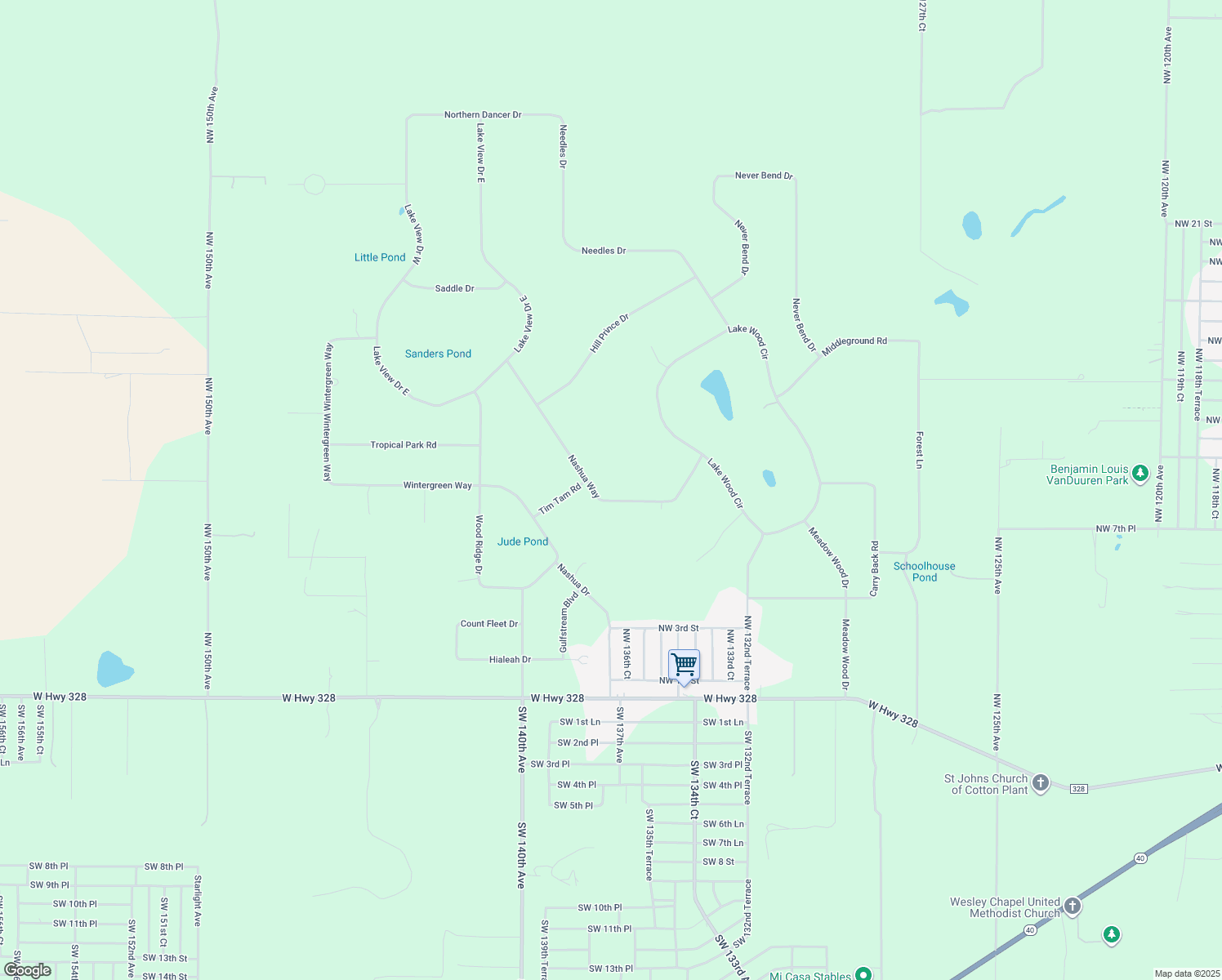 map of restaurants, bars, coffee shops, grocery stores, and more near 13 Nashua Way in Ocala
