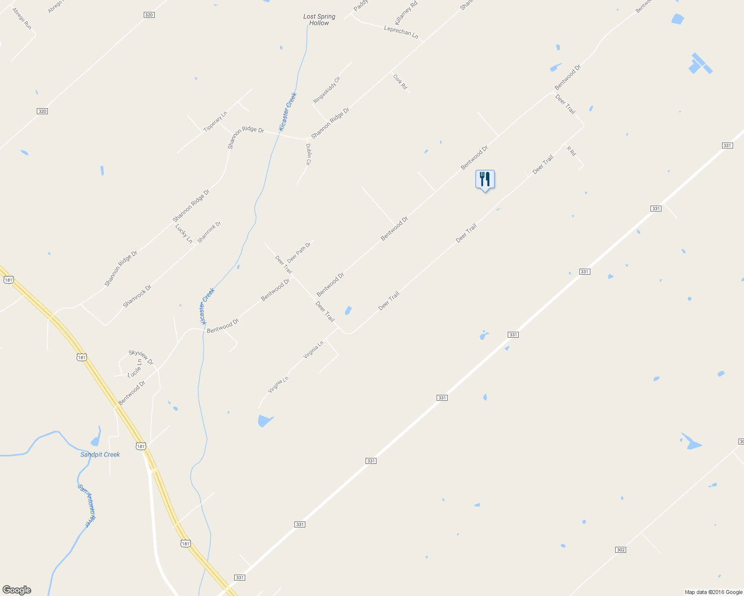 map of restaurants, bars, coffee shops, grocery stores, and more near 1876 Deer Trail in Floresville
