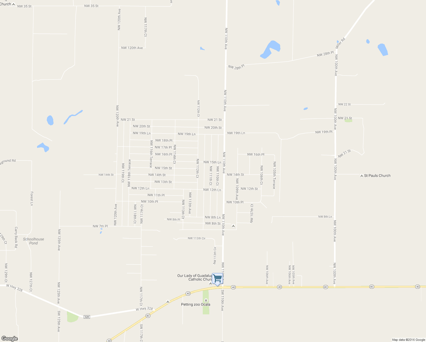 map of restaurants, bars, coffee shops, grocery stores, and more near 1441 Northwest 111th Court in Ocala