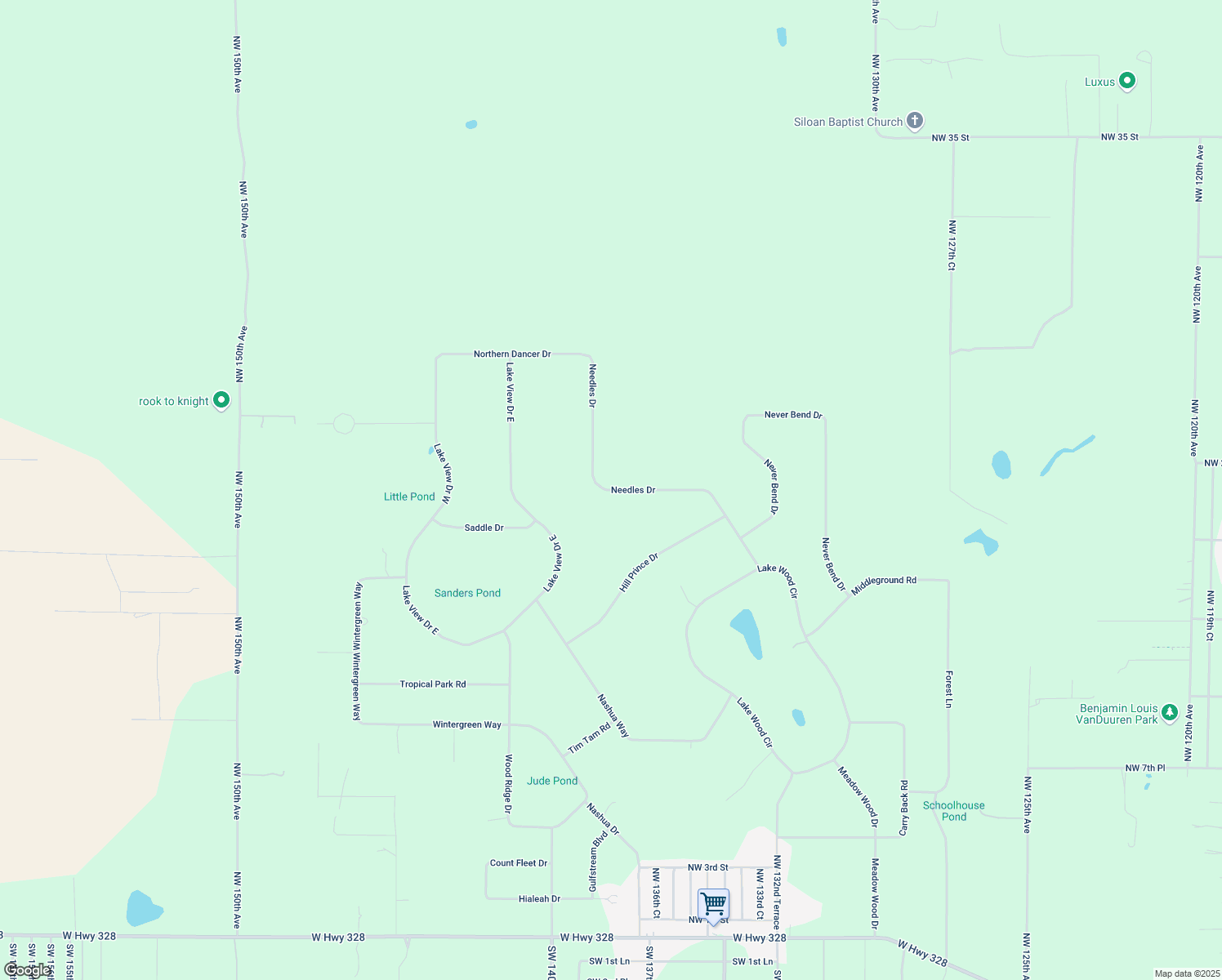 map of restaurants, bars, coffee shops, grocery stores, and more near 20 Needles Drive in Ocala